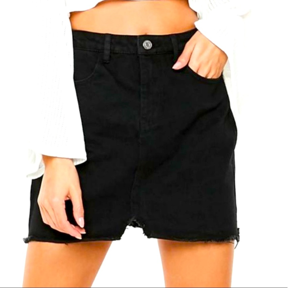 Missguided Black Denim Mini Skirt